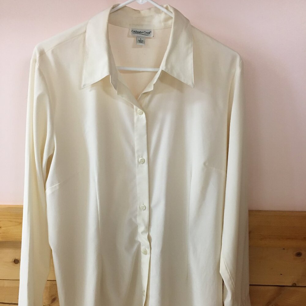 Coldwater Creek Ivory Button down Blouse Women's size Large